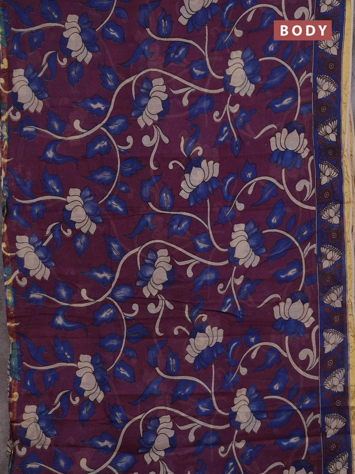 Purple and Blue Kota Kalamkari Cotton Saree